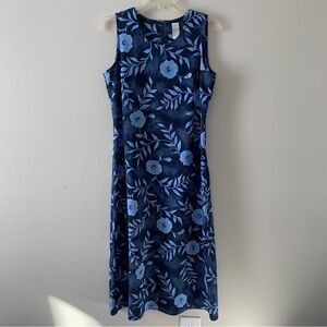 Sag harbor // vintage Floral Blue Sleeveless Dress and over shirt size 8 dc1